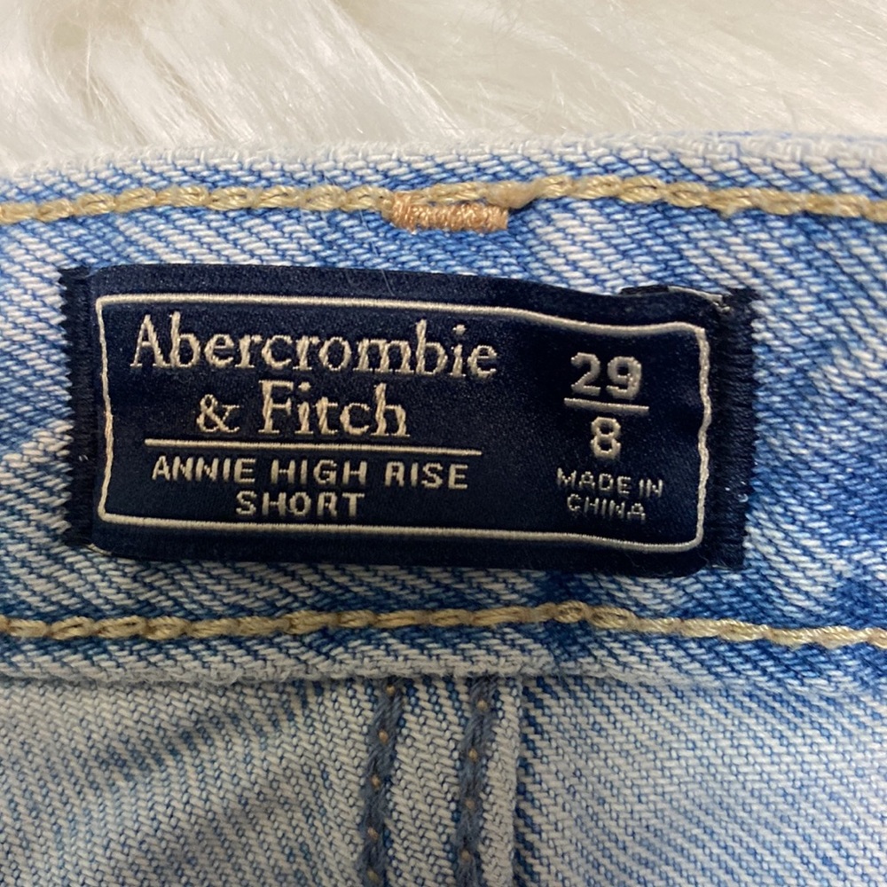 Abercrombie & Fitch high rise jean denim shorts cut off distressed light wash 8 - Picture 5 of 5